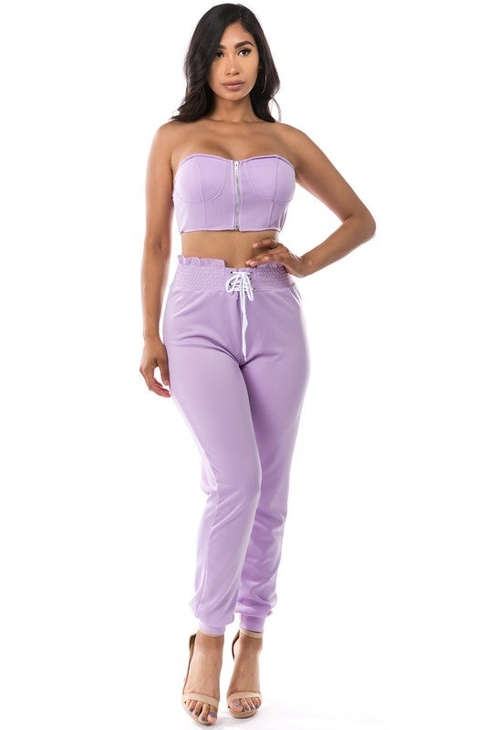 2PC SET CROP TOP WITH PANT