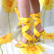 Stiletto cross strap sandals high heels