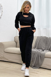 Full Black Color Top and Joggers Set In 2024