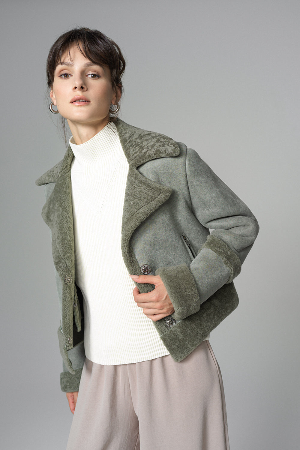 2in1 Mint Shearling Fur Overcoat-5