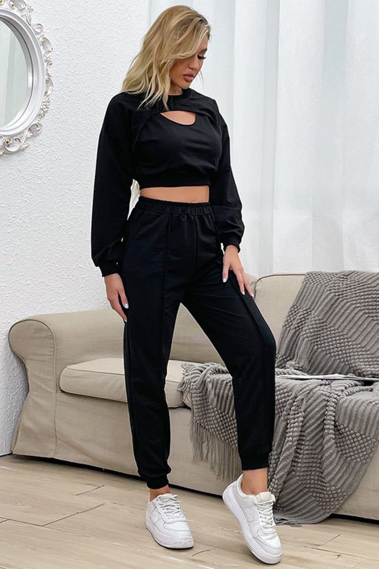 Full Black Color Top and Joggers Set In 2024