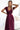 Numoco 411-10 CRYSTAL satin long dress with a neckline - Burgundy color-1