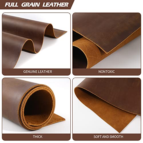 12''X24'' Genuine Leather Leather (2mm) Thick Cowhide Leather Pieces Square, Dark Brown-3