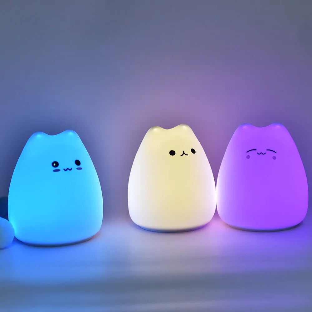 Colorful Cat LED Silicone Night Light