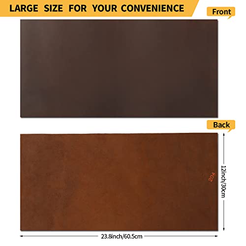 12''X24'' Full Grain Leather Tooling Leather (2mm) Thick Cowhide Leather Pieces Square, Red Brown-4