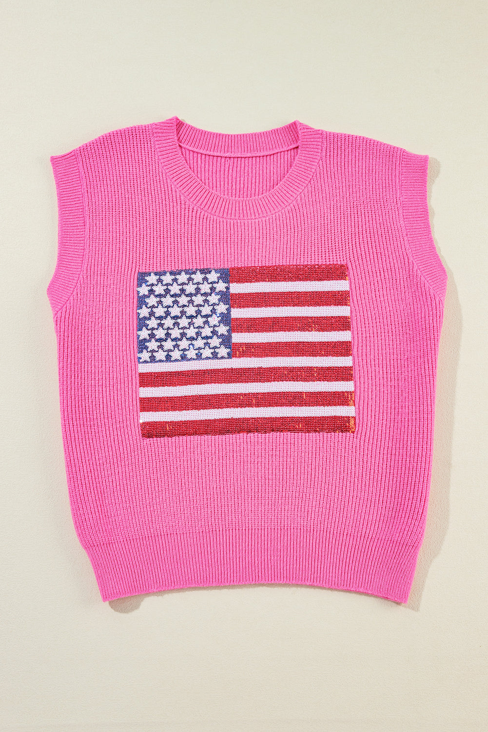 American Flag Knitted Vest - Bonbon Sparkling-4