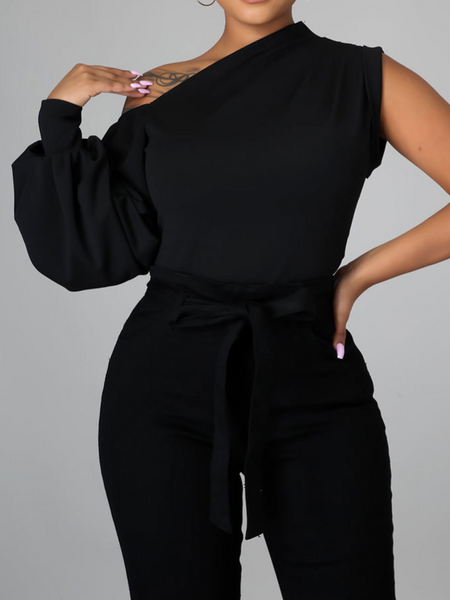 One Shoulder Puff Sleeve Top