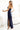 Numoco 483-6 DIANE satin long dress with leg slit - navy blue color-2