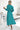 Numoco Basic 504-6 VIVIANA Pleated midi dress with a neckline, long sleeves and a wide belt - sea ​​color-2