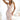 Numoco 555-1 Elegant midi dress with a neckline and a leg slit - beige-0