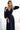 Numoco 572-1 NELA shiny long gown with neckline and long sleeves - navy blue-1