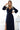 Numoco 572-1 NELA shiny long gown with neckline and long sleeves - navy blue-3