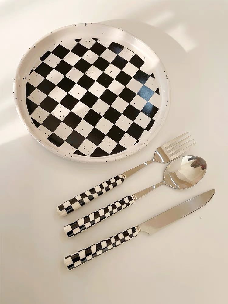 6 - Pack Modern Checkered Flatware Sets ( $4 / count )-8