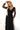 Numoco Basic 664-3 Long Maxi Dress with Tulle Sleeves and Wrap Neckline - Black-3