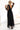 Numoco Basic 664-3 Long Maxi Dress with Tulle Sleeves and Wrap Neckline - Black-2