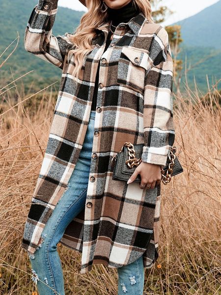 Checkered Trench Coat Jacket HEBWS4C3NH