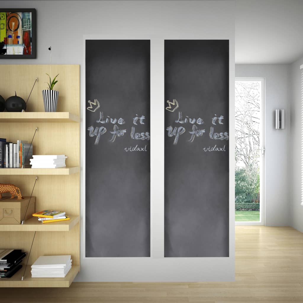 vidaXL Wall Sticker Blackboard Self Adhesive Chalkboard 2 Rolls with Chalks-5