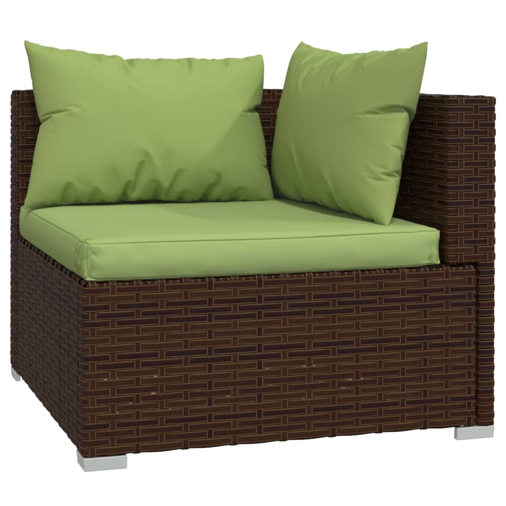 vidaXL 10 Piece Patio Lounge Set with Cushions Poly Rattan Brown-1