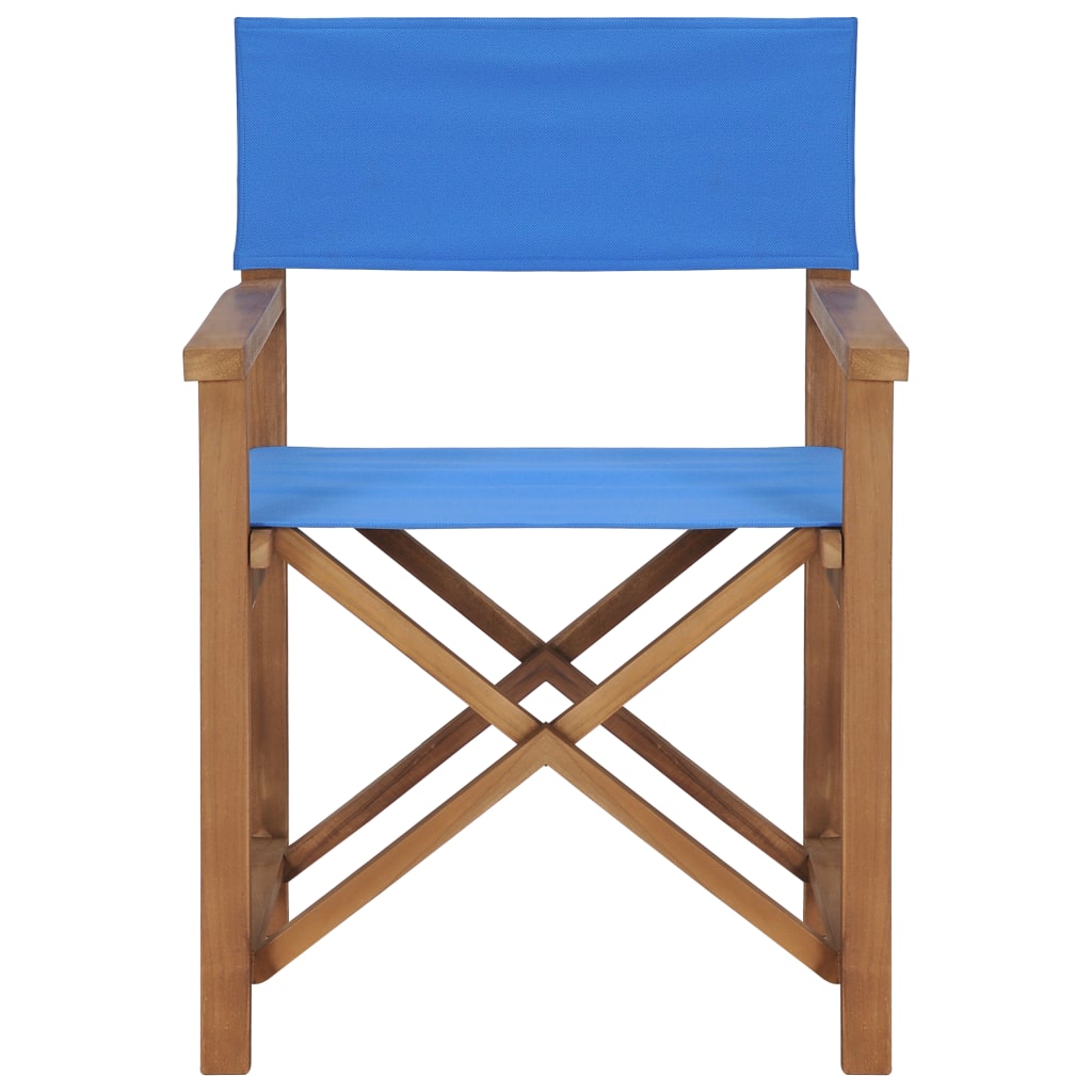 vidaXL Director's Chairs 2 pcs Solid Teak Wood Blue-2