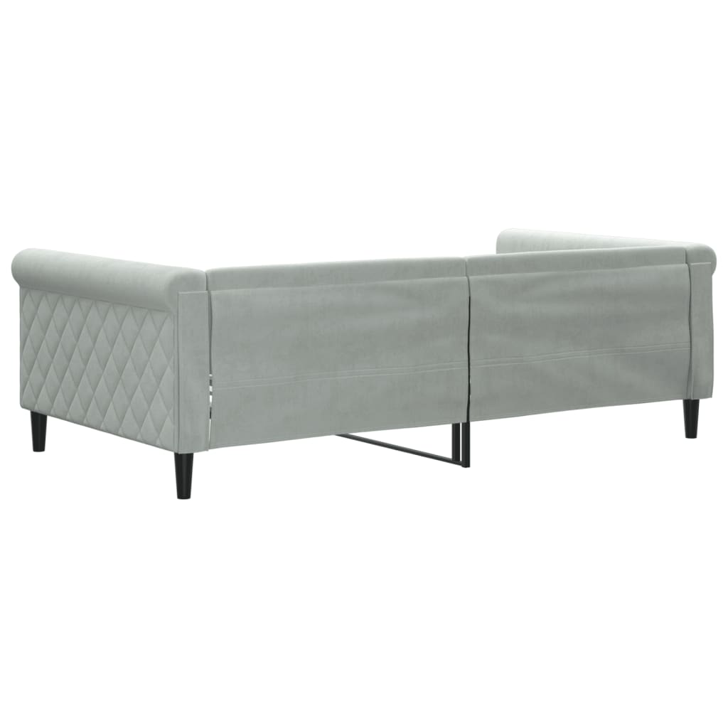 vidaXL Day Bed Light Gray 39.4"x74.8" Twin Velvet-3