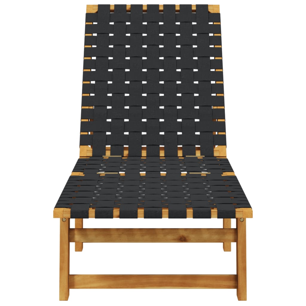 vidaXL Sun Loungers 2 pcs Black Solid Wood Acacia and Fabric-3