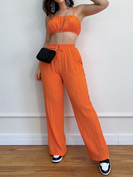 Sexy Suspender Pleated Fabric Pants Two-Piece Set HW5CN7VX5S