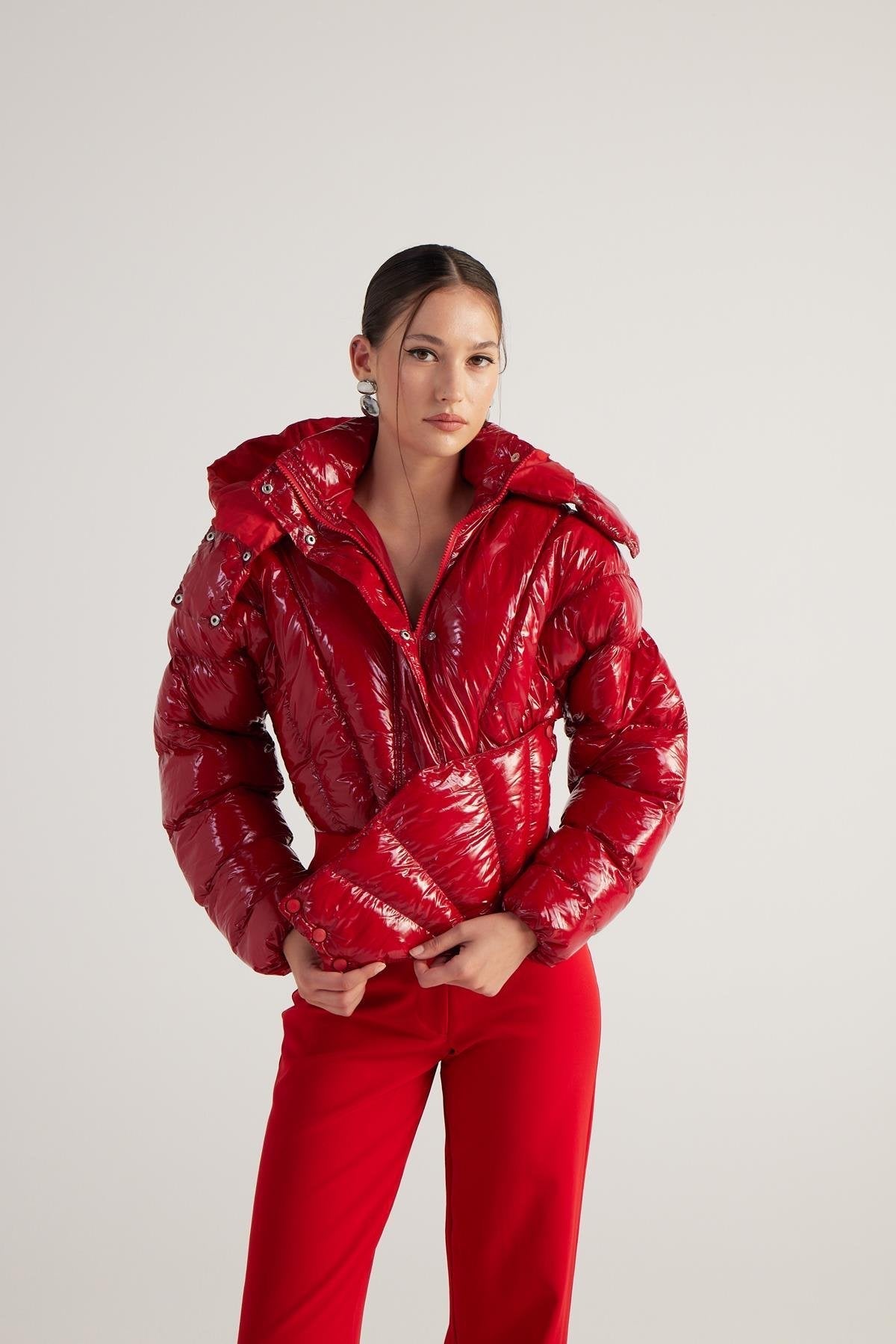 Aida Red Puffer Hooded Jacket-1