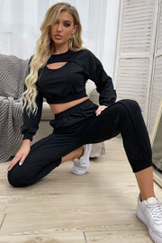 Full Black Color Top and Joggers Set In 2024