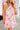 Pink Abstract Dress - Floral Ruffle Trim Flutter Sleeve Buttoned-0