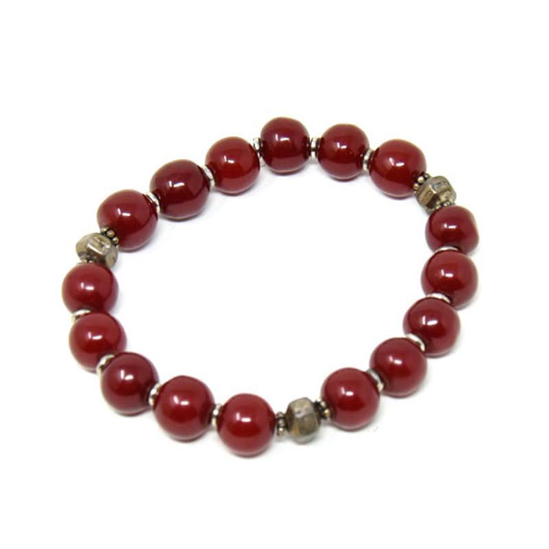 African Maroon Copal Resin Amber Bracelet - Small Beads-0