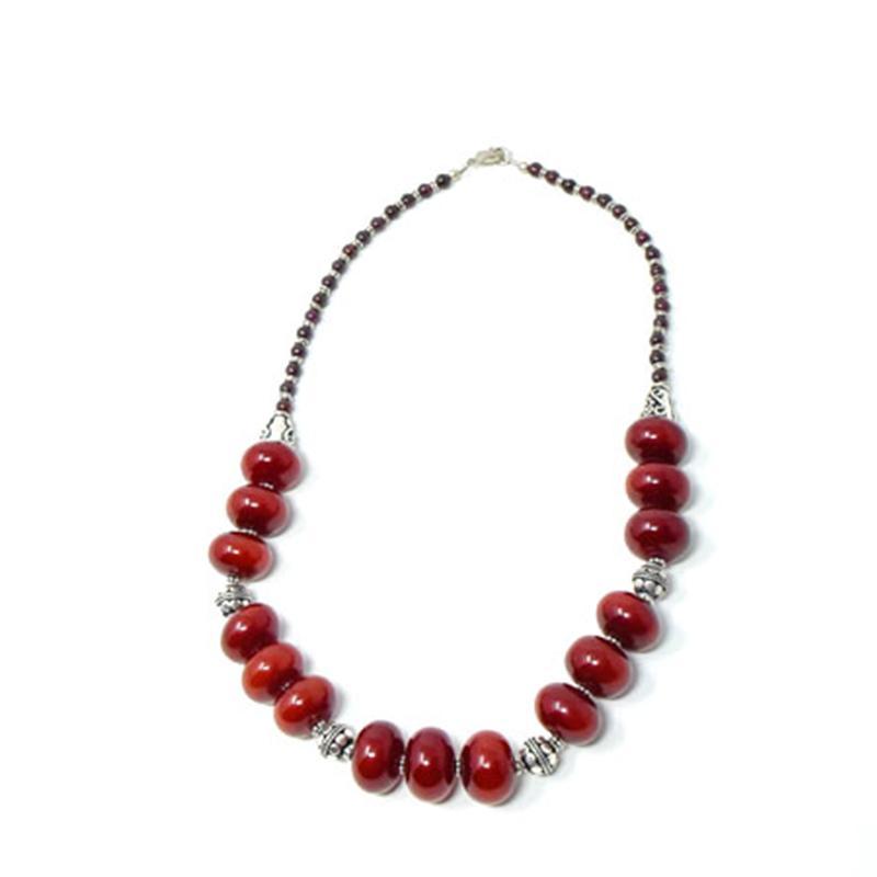 African Maroon Amber Neckline Necklace 01-1