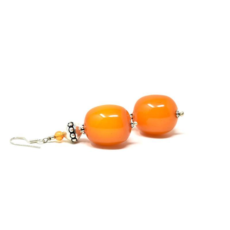 African Orange Simulated Amber Earrings 02-1