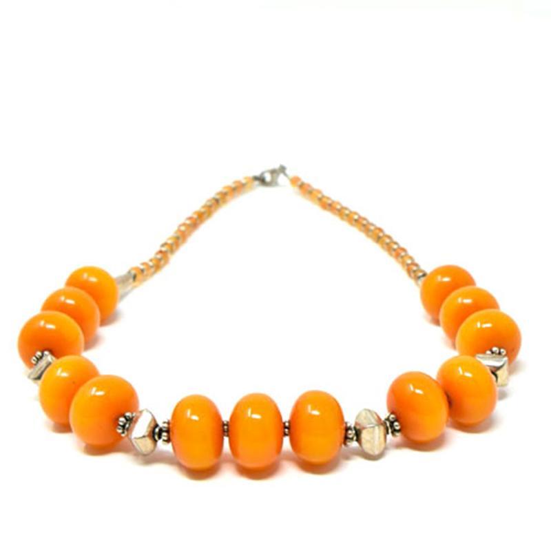 African Orange Amber Neckline Necklace-1