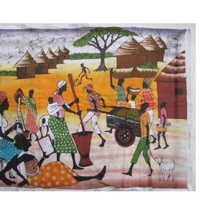 African Village Batik Art 02-0