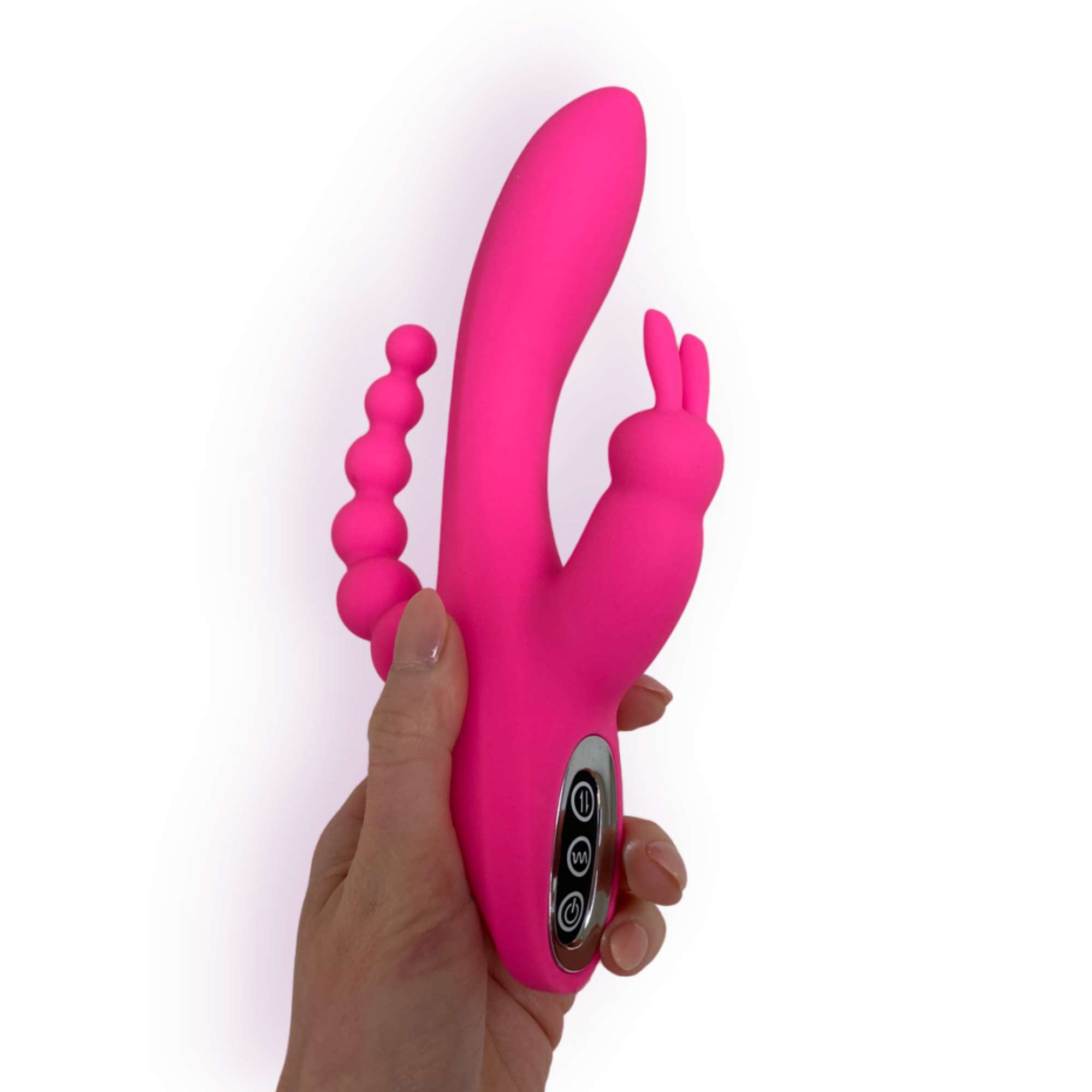 Introducing Ambrosia - The Triple Rabbit Vibrator, a delightful fusion of pleasure designed to indulge your every desire.