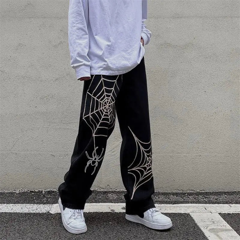 Spider Print Baggy Harem Pants - Men's Hip Hop Casual Trousers, Summer 2024 Y2K Fashion