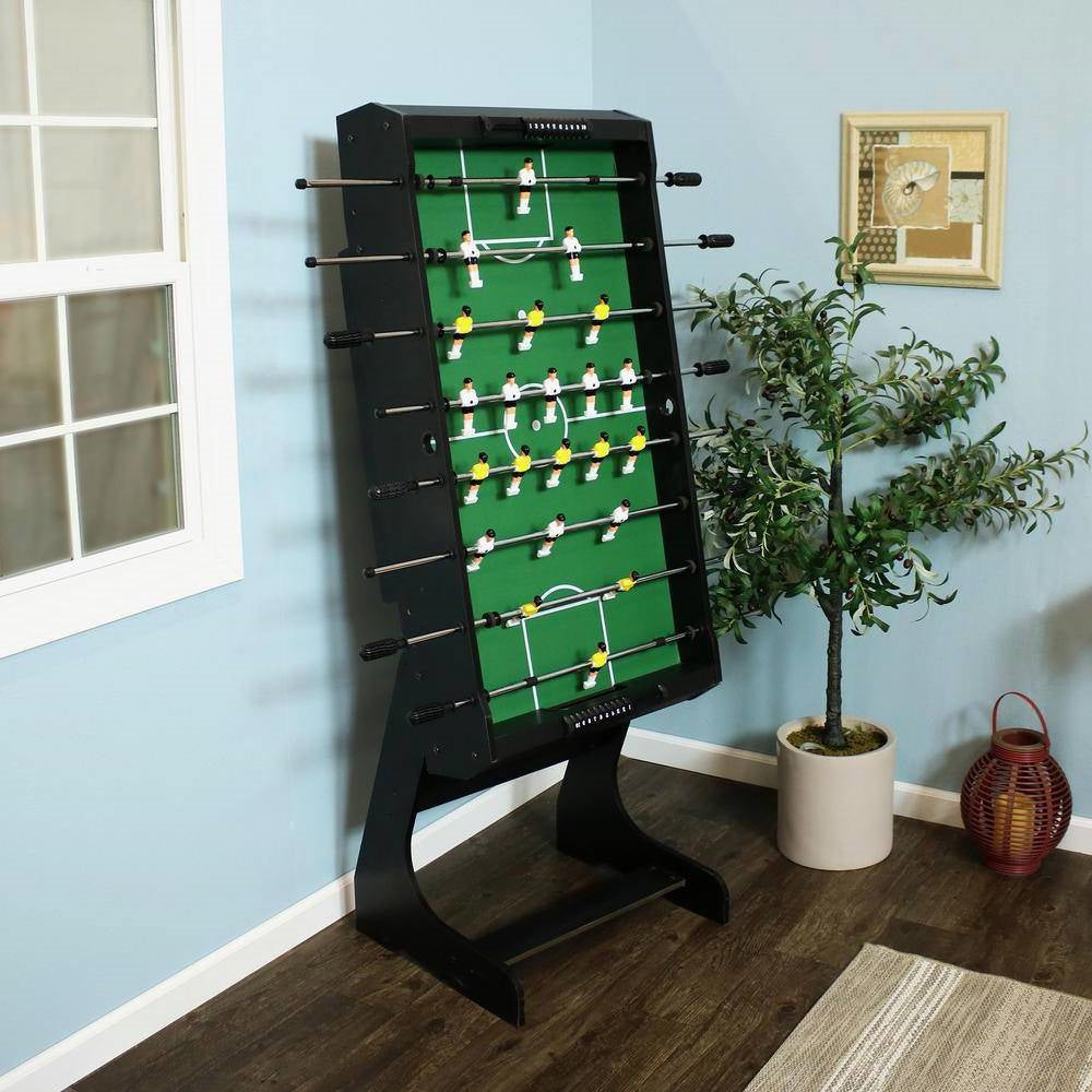 Black Foldable Space Saving 48-in. Foosball Table w/ Score Counters and 2 Balls-3