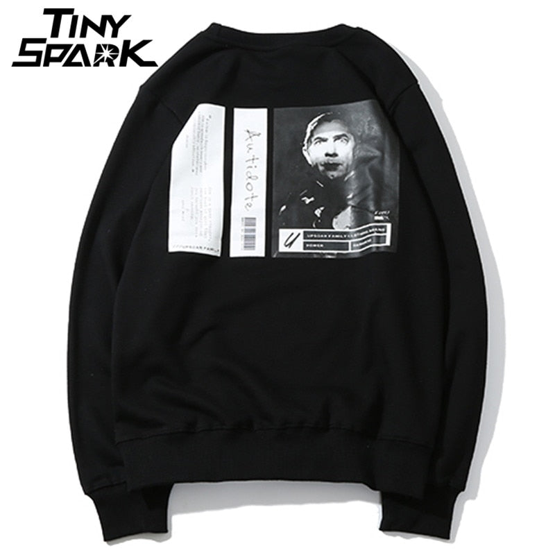 Funny Sweatshirt Streetwear Print Middle Finger Men Hip Hop Pullover Sweatshirts Hoodie  Autumn Sweatshirt No Hood Cotton-4