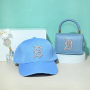 2021 rhinestone baseball cap hats and bag set designer purses and hats handbags set-17
