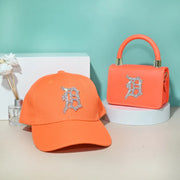 2021 rhinestone baseball cap hats and bag set designer purses and hats handbags set-3