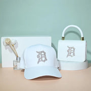2021 rhinestone baseball cap hats and bag set designer purses and hats handbags set-10