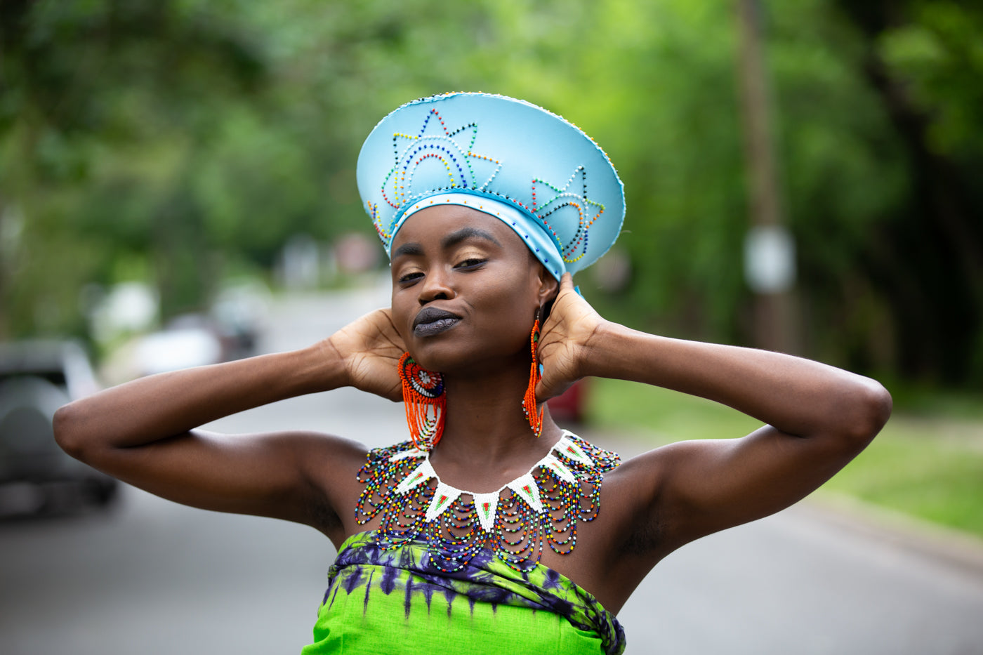 Zulu Beaded Bucket Hat - Isicholo Assorted Colors | Handmade in South Africa-4