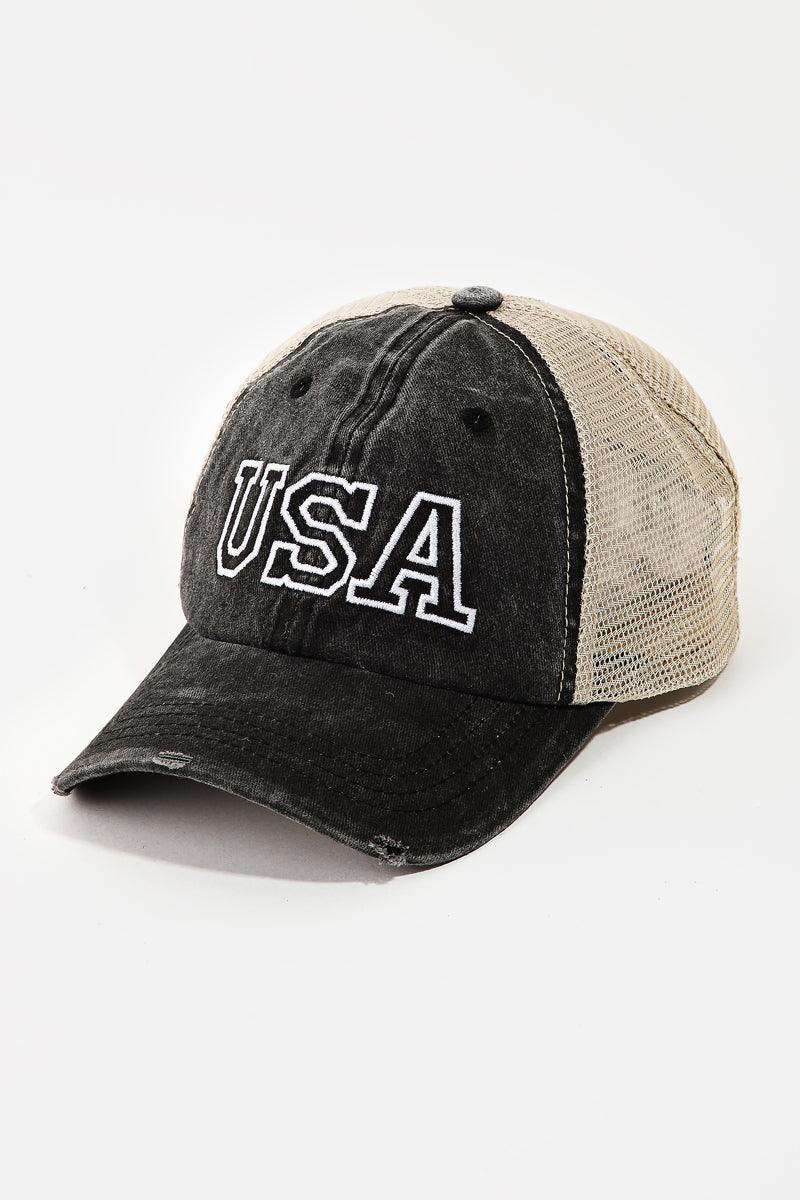 Mesh Back USA Destroyed Baseball Cap-4