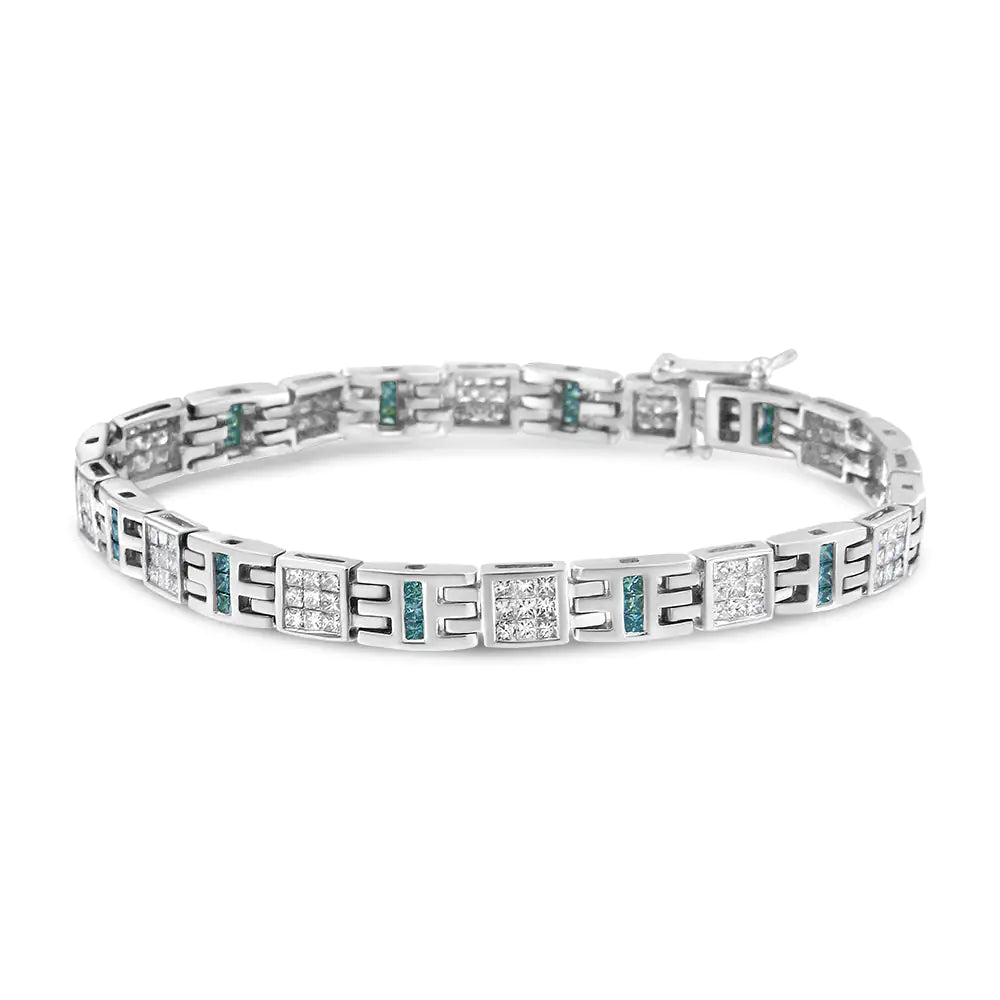 white and Blue 14K Diamond Fashion Bracelet