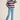 Navy Striped Knit Polo Sweater With Buttoned Collar