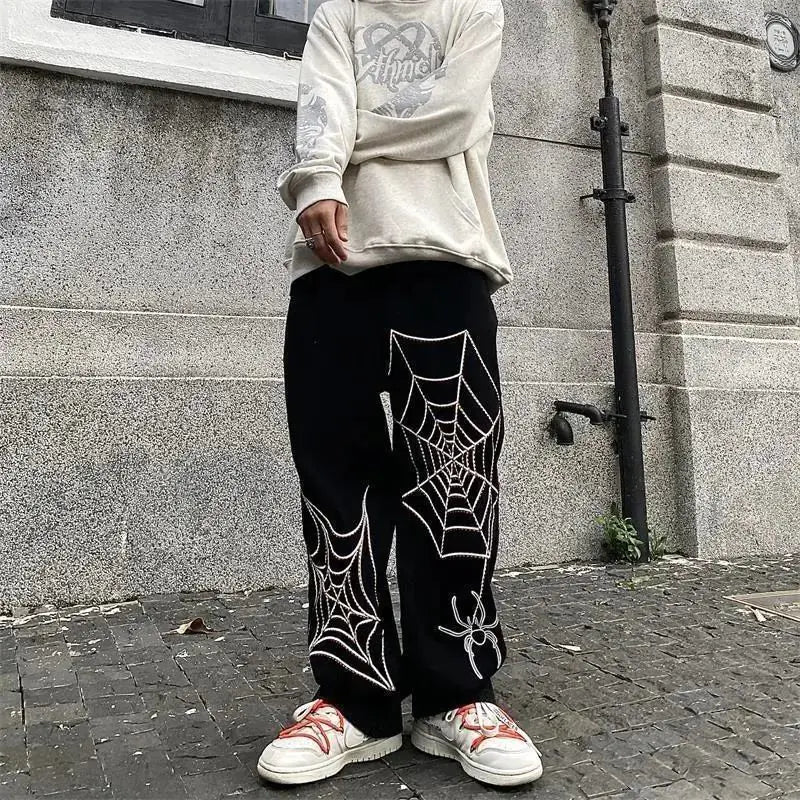 Spider Print Baggy Harem Pants - Men's Hip Hop Casual Trousers, Summer 2024 Y2K Fashion