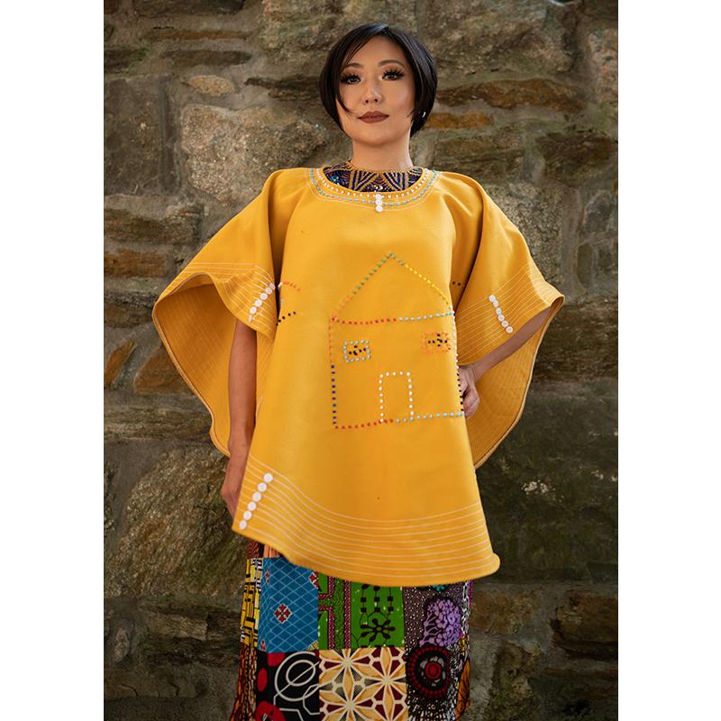 Xhosa Poncho in Yellow-0