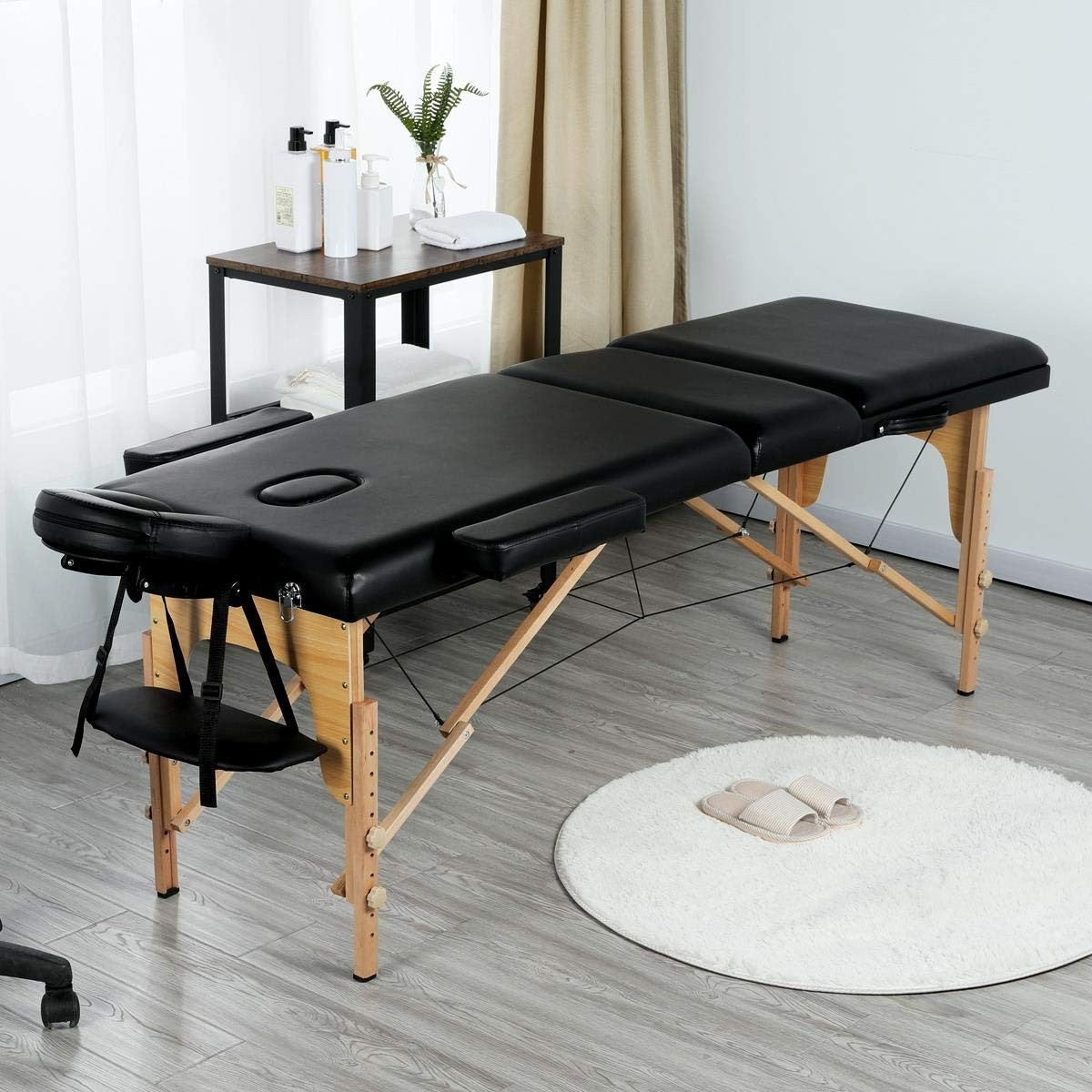 Black Adjustable Portable Massage Tattoo Folding Elevated Table-1