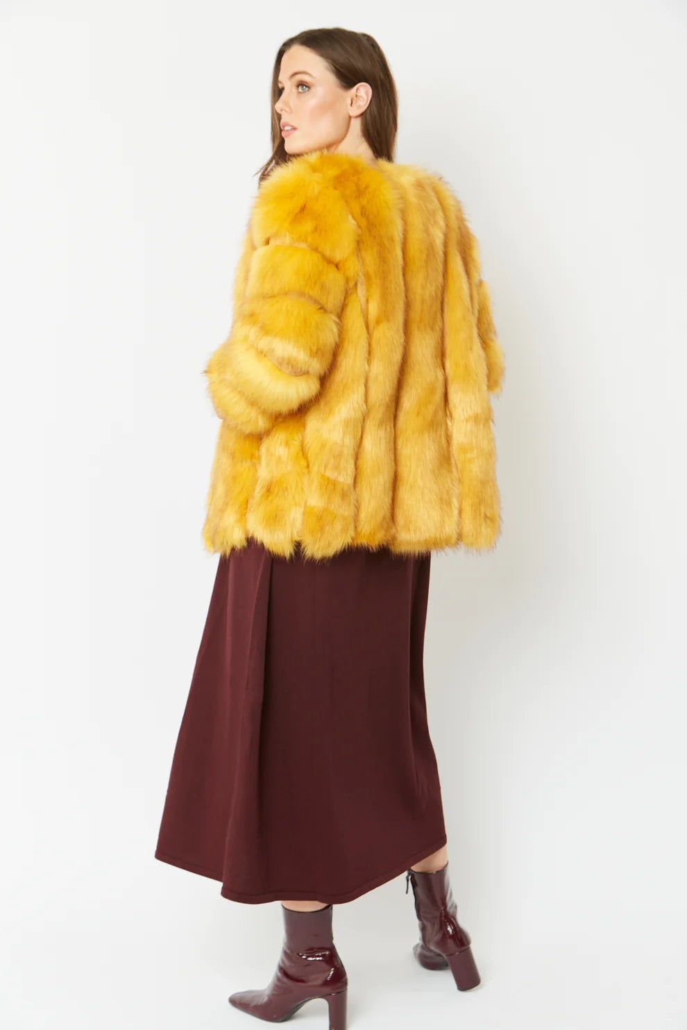 Yellow Faux Fur Coat-1