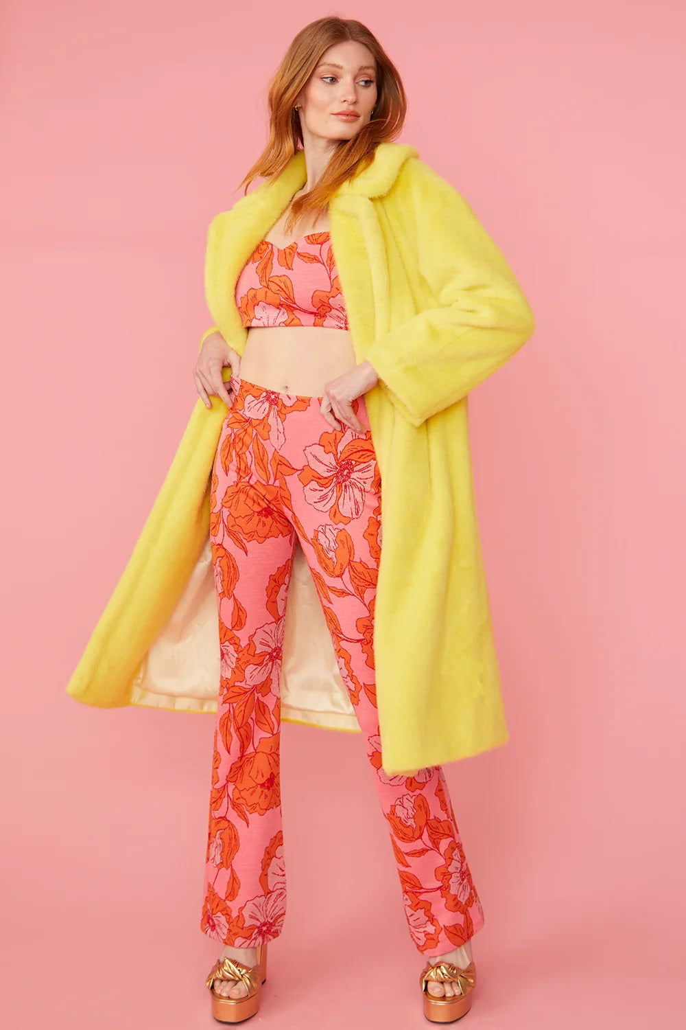 Yellow Faux Fur Duchess Maxi Coat-1